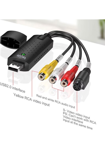 USB 2.0 Capture Kart Audio Video Dönüştürücü Eski Video Kasetlerini Pc Ye Aktarma fırsatları