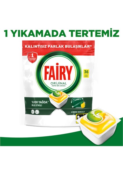Hepsi Bir Arada Bulaşık Makinesi Deterjanı Kapsülü Limon Kokulu 36 Yıkama