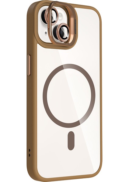 iPhone 13 Kılıf Etro Standlı Kamera Lens Koruyucu Hediye Çöl Titanyum