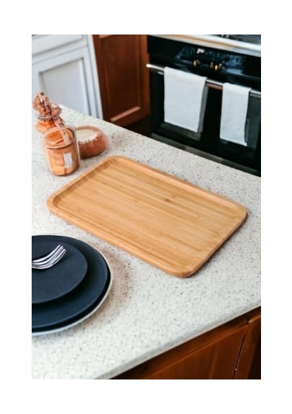 Bambu Lüx Dikdörtgen Büyük Servis-Sunum Tabağı 30X20X1,8CM modelleri