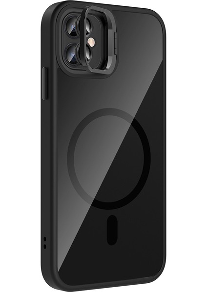 iPhone 11 Kılıf Etro Standlı Kamera Lens Koruyucu Hediye Siyah