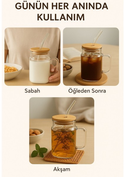 2 Adet Glassmate – Isıya Dayanıklı Bambu Kapaklı Bardak 650 ml modelleri