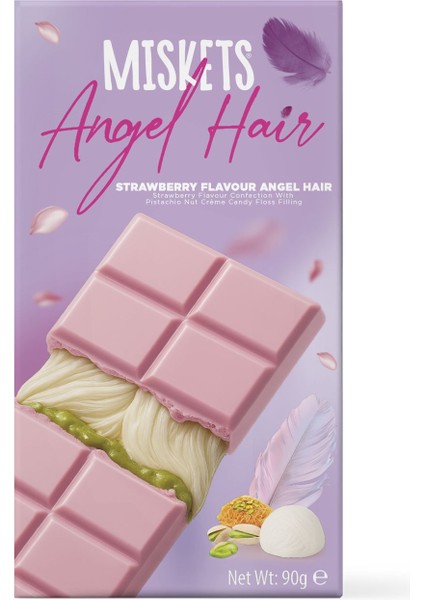 Dubai Çikolatası Pembe Angel Hair A. Fıstıklı Pişmaniye Dolgulu Tablet Çikolata 90 gr