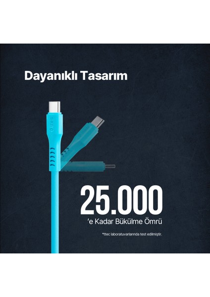 Usb-C - Usb-C 120CM 60W Pd/qc Hızlı Şarj/data Kablosu Neon Mavi 2DK59NM fiyatları