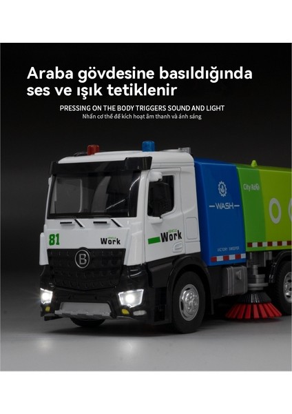 1:24 Su Süpürme Projesi Sanitasyon Araç Oyuncak Modeli (Yurt Dışından) indirimleri