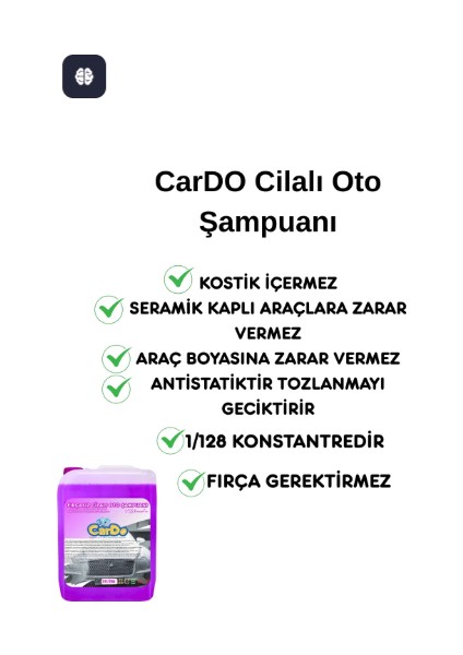 Cardo Premium Snow Foam Fırçasız Cilalı Oto Köpük Şampuanı 1/128 Konsantre Uyumlu fiyatları