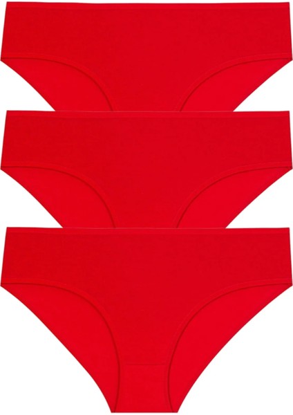 3'lü Kadın Düz Renk Pamuklu Likralı Külot