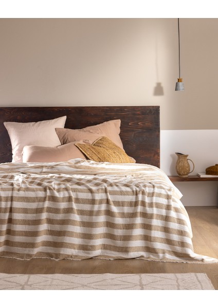 Aviral Çift Kişilik Pamuklu Yatak Örtüsü - Bej
