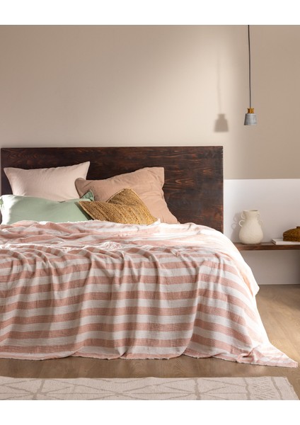 Aviral Çift Kişilik Pamuklu Yatak Örtüsü - Pudra