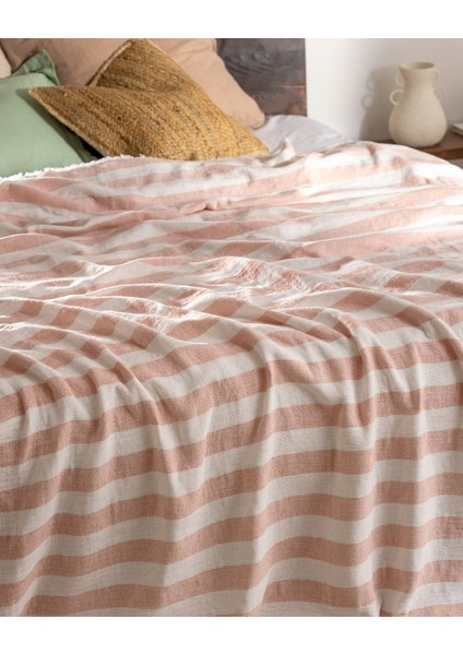 Aviral Çift Kişilik Pamuklu Yatak Örtüsü - Pudra modelleri