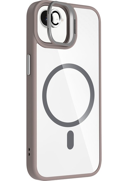 iPhone 16E Kılıf Standlı ve Kamera Lens Hediyeli M-Safe Şarj Özellikli Hlp Etro Kapak - Lacivert