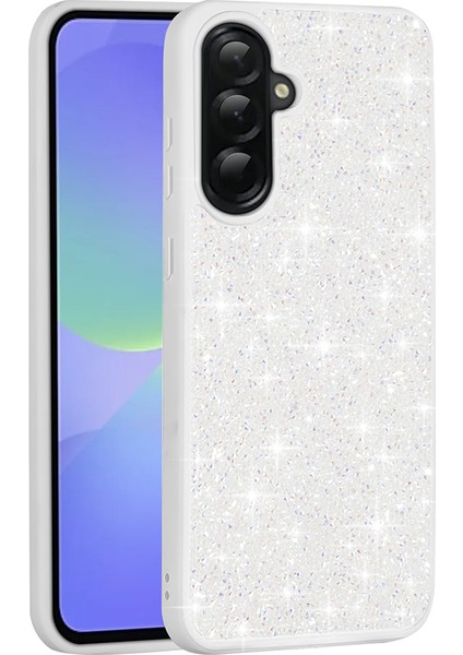 Galaxy A56 Kılıf Parlak Taşlı Tasarım Hlp Pırlanta Kapak - Beyaz