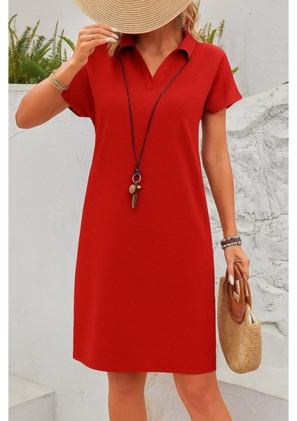 Kadın Kısa Kollu V Yakalı Bürümcük Elbise