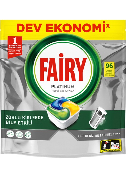 Platinum Bulaşık Makinesi Kapsülü 96 Yıkama Limon Kokulu