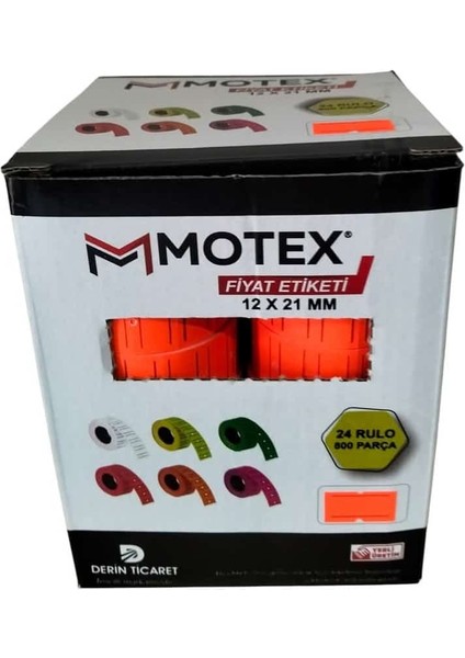 Motex MX-5500 Fiyatlama Etiketi 12X21 mm 24 Adet Rulo 800X24 Rulo 4 Renkli