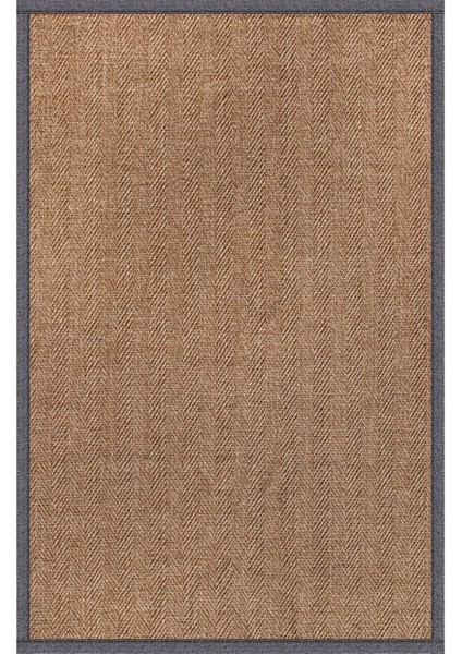 0503-GRI Kumaş Bordür Sisal Halı Kilim Hav Toz Vermez Kolay Temizlenen Hasır Kilim