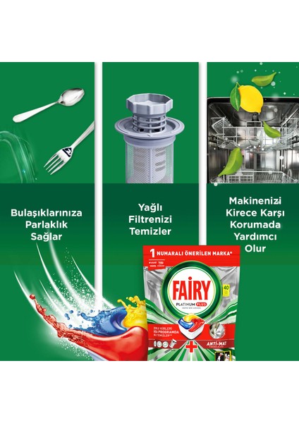Platinum Plus Bulaşık Makinesi Deterjanı Kapsülü / Tableti; 40 Yıkama Limon Kokulu fırsatları