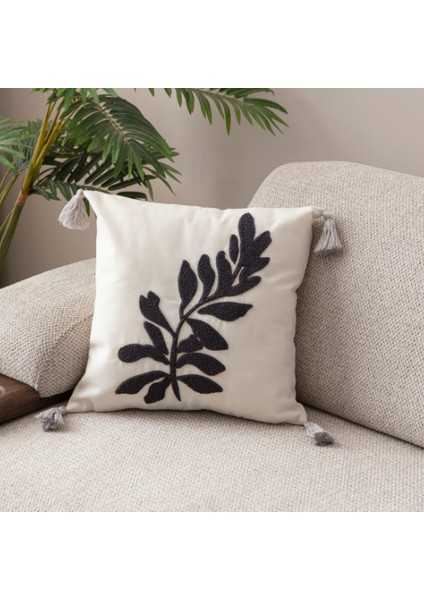 Comfort Punch Desenli Kırlent Kılıfı Kare Dekoratif Bohem Nakışlı Koltuk Yastık Kılıfı Panç 45X45