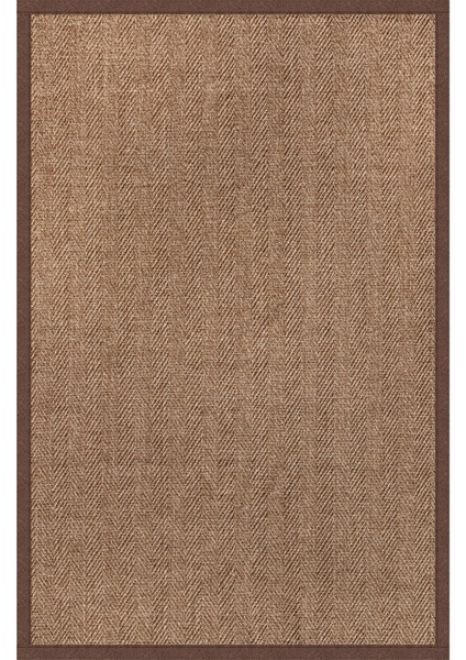 0503-KAHVE Kumaş Bordür Sisal Halı Kilim Hav Toz Vermez Kolay Temizlenen Hasır Kilim