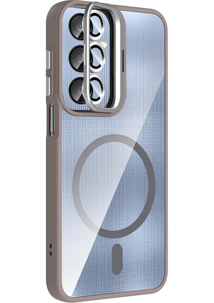 Galaxy A26 Kılıf Standlı ve Kamera Lens Hediyeli M-Safe Şarj Özellikli Tkgn Etro Kapak - Siyah indirimleri