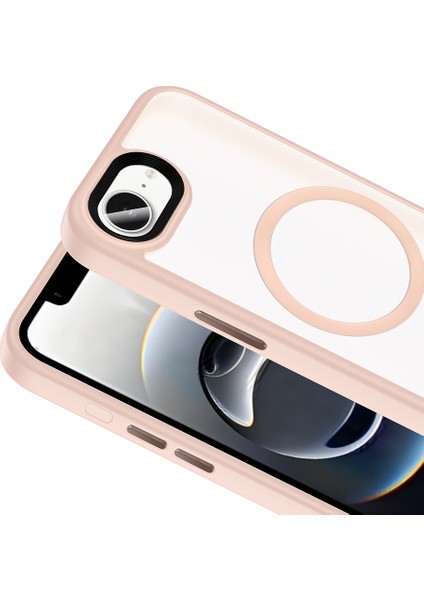 iPhone 16E Kılıf Mat Arka Yüzey Wireless Şarj Özellikli Klfs Flet M-Safe Kapak - Lacivert