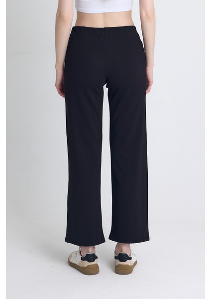 Siyah Yüksek Bel Dikiş Detaylı Tayt Pantolon 1002 indirimleri