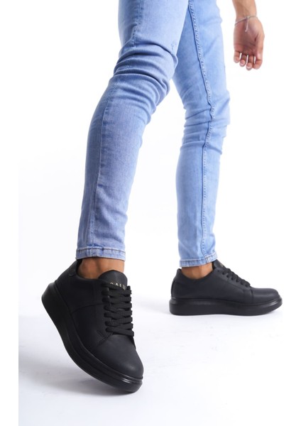 J151 Boost Bağcıklı Cilt Erkek Günlük Sneaker Ayakkabı Cst - Siyah