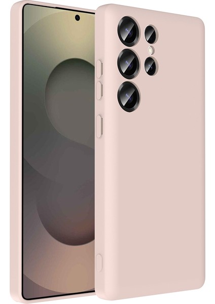 Galaxy S25 Ultra Kılıf Kamera Korumalı Kartlık Hazneli Tkgn Vitra Kapak - Pembe