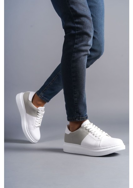 J151 Boost Bağcıklı Cilt Süet Erkek Günlük Sneaker Ayakkabı Csbt - Beyaz/gri
