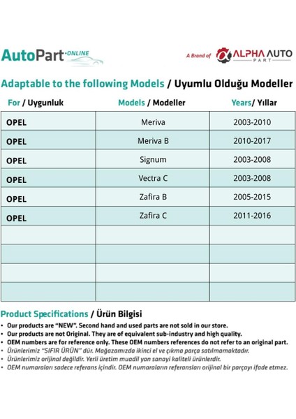 Opel için Bagaj ve Kapı Eşik Klips modelleri