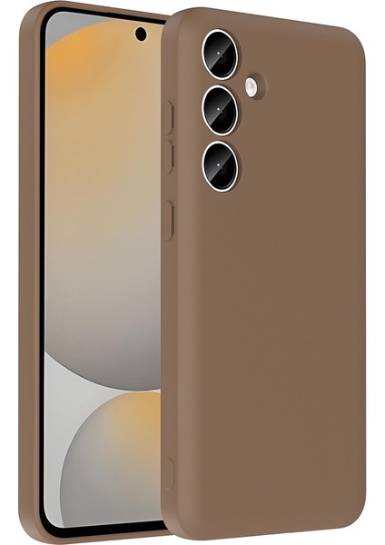 Galaxy S24 Fe Kılıf Kamera Korumalı Kartlık Hazneli Tkgn Vitra Kapak - Kahverengi
