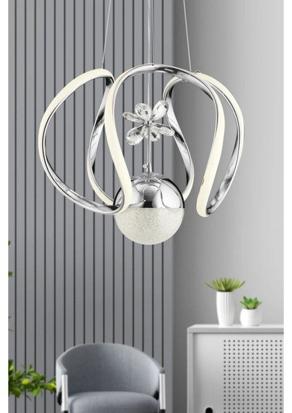 Istanbul Avize Bigiee Ledli Gümüş Lüx Beyaz Power LED Modern Avize