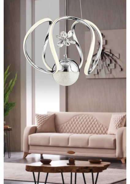 Istanbul Avize Bigiee Ledli Gümüş Lüx Beyaz Power LED Modern Avize
