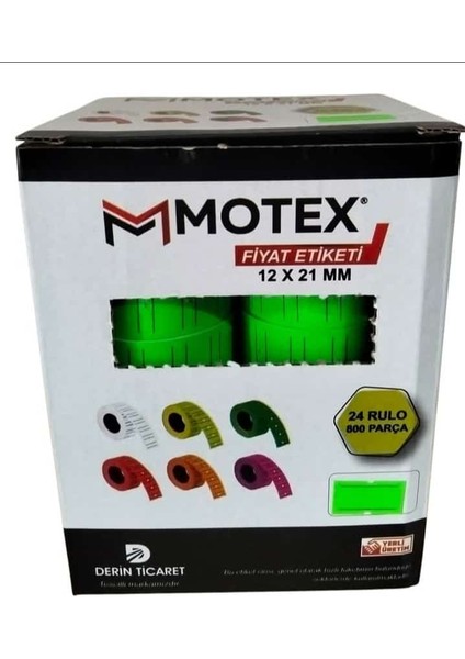 Motex MX-5500 Fiyatlama Etiketi 12X21 mm 24 Adet Rulo 800X24 Rulo 4 Renkli