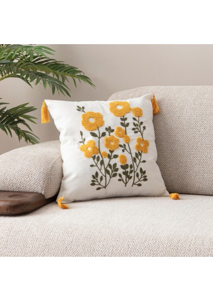 Comfort Punch Desenli Kırlent Kılıfı Kare Dekoratif Bohem Nakışlı Koltuk Yastık Kılıfı Panç 45X45 modelleri