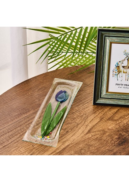 Deco Lale Cam Tabak - Mavi - 28X8 cm