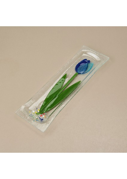 Deco Lale Cam Tabak - Mavi - 28X8 cm fiyatları