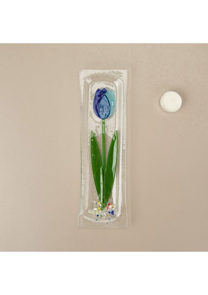 Deco Lale Cam Tabak - Mavi - 28X8 cm modelleri