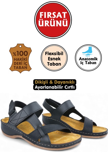 Siyah Renk Cırtlı Kadın Sandalet (Fırsat Ürünü-Sınırlı Stok)