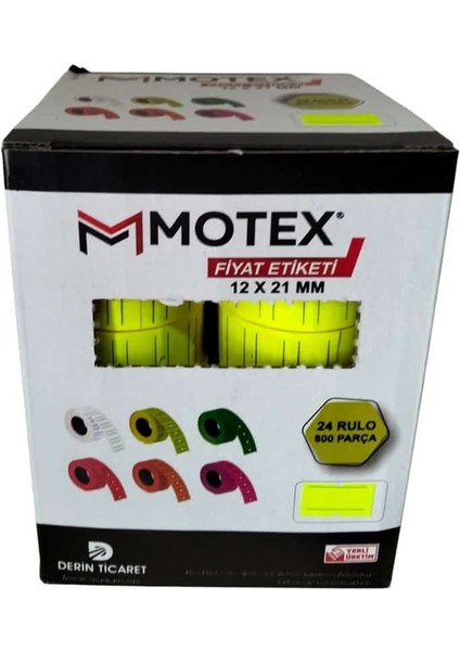 Motex MX-5500 Fiyatlama Etiketi 12X21 mm 24 Adet Rulo 800X24 Rulo 4 Renkli