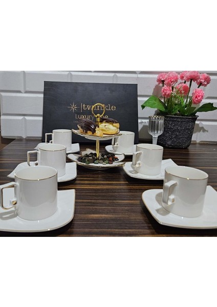 Luxury Gold Bone Porselen Kahve Fincan Takımı 09GLD01