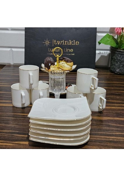 Luxury Gold Bone Porselen Kahve Fincan Takımı 09GLD01 modelleri
