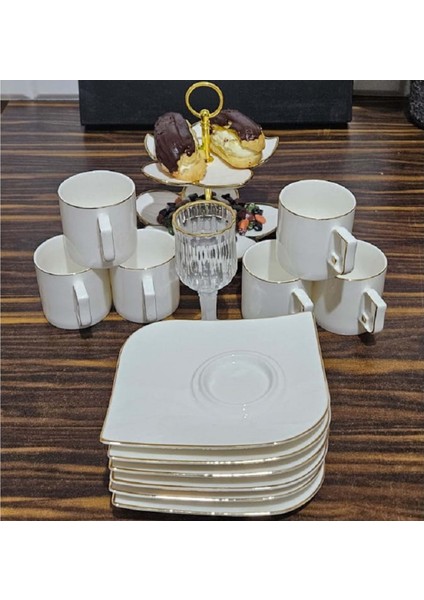 Luxury Gold Bone Porselen Kahve Fincan Takımı 09GLD01 fırsatları