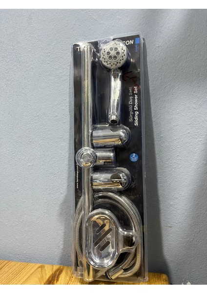 Sürgülü Duş Seti – 5 Fonksiyonlu Duş Başlığı + Sürgü Borusu + Sabunluk + Spiral Hortum
