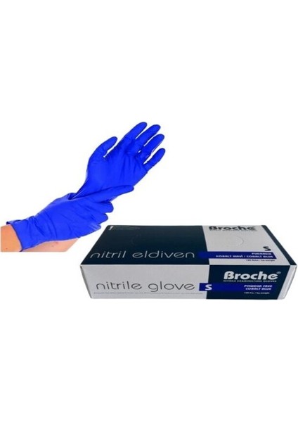 Mavi Nitril Muayene Eldiveni Pudrasız 1 Koli (Broche)
