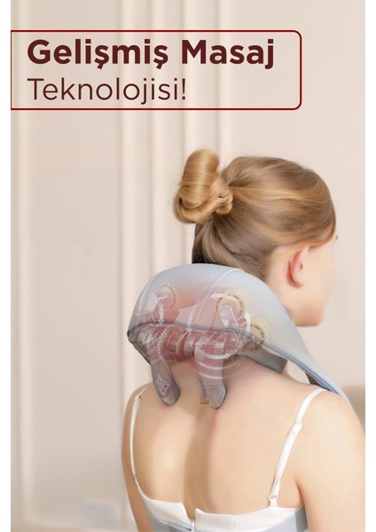 Vnb-01 Gri Insan Eli Hissi Veren Şarjlı Masaj Cihazı Boyun Sırt ve Bacak Masaj Cihazı fırsatları