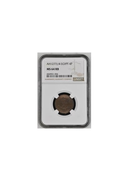 Sultan Abdülaziz 1277/4 Mısır Bakır 4 Para - Çil - Ngc MS64 Rb