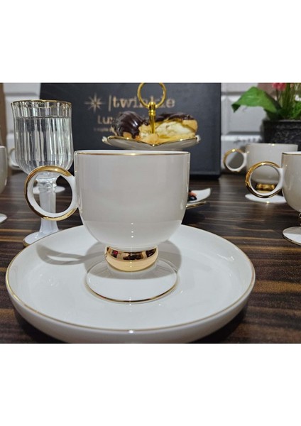Luxury Gold Bone Porselen Kahve Fincan Takımı 01GLD01