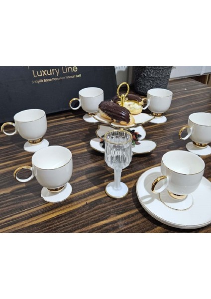 Luxury Gold Bone Porselen Kahve Fincan Takımı 01GLD01 fiyatları