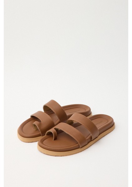 Sandalet 2509 - Çift Bantlı Parmak Arası Taba Kadın Terlik fiyatları